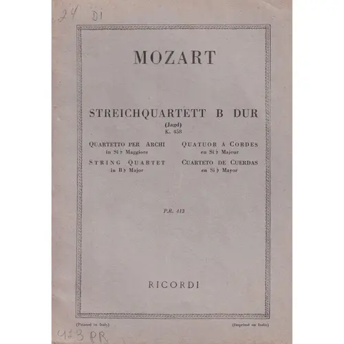 Streichquartett B Dur -K.458