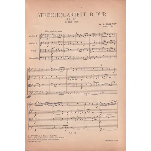 Streichquartett B Dur -K.458