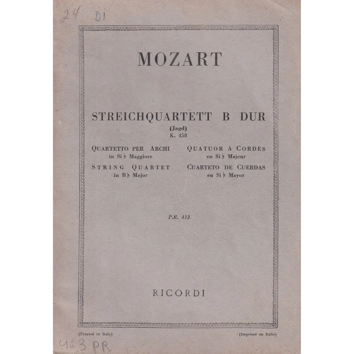 Streichquartett B Dur -K.458