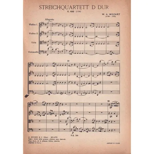 Streichquartett D Dur-K.499