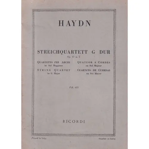 Streichquartett G Dur - Op. 17 N.5 ( study score )