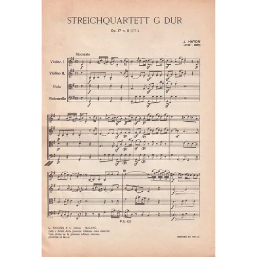 Streichquartett G Dur - Op. 17 N.5 ( study score )