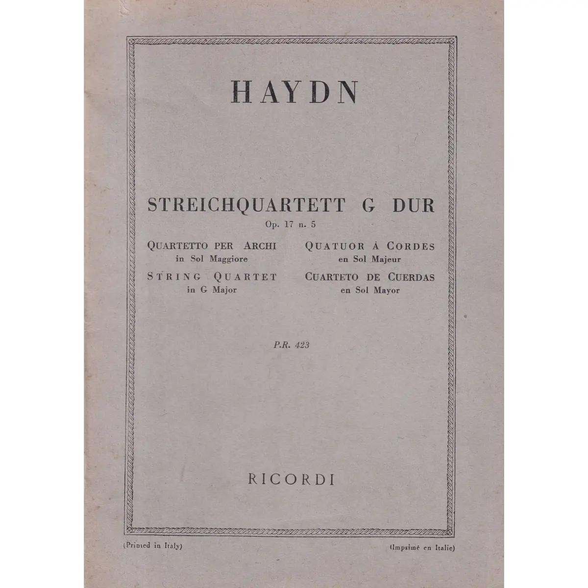 Streichquartett G Dur - Op. 17 N.5 ( study score )