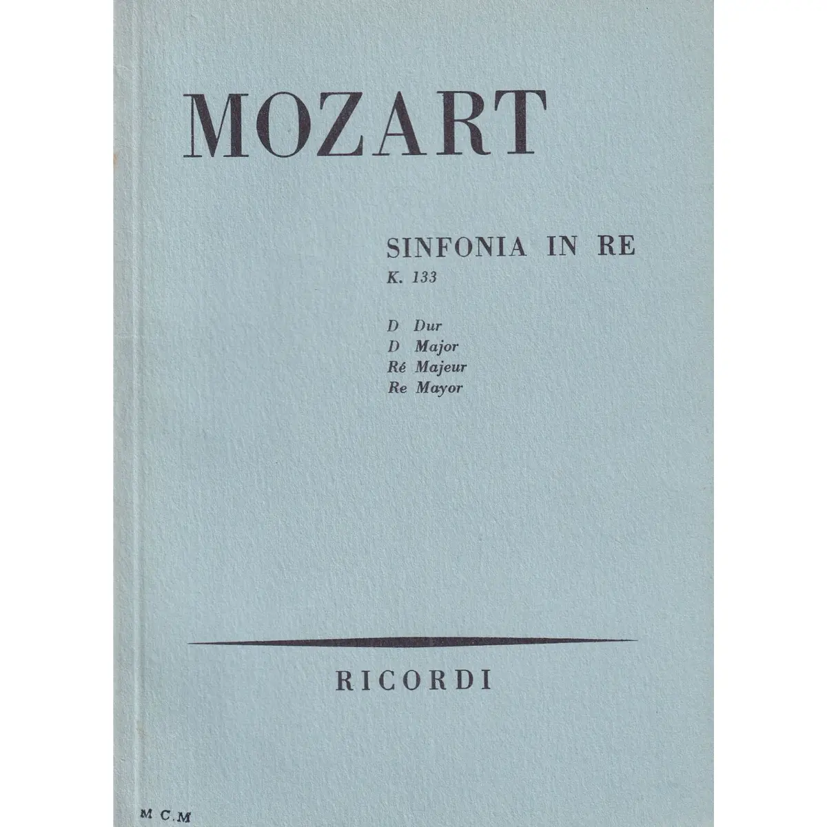 Sinfonia In Re Mag. - Kv 133  ( study score )