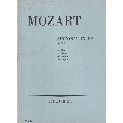 Sinfonia In Re Mag. - Kv 202  ( study score )