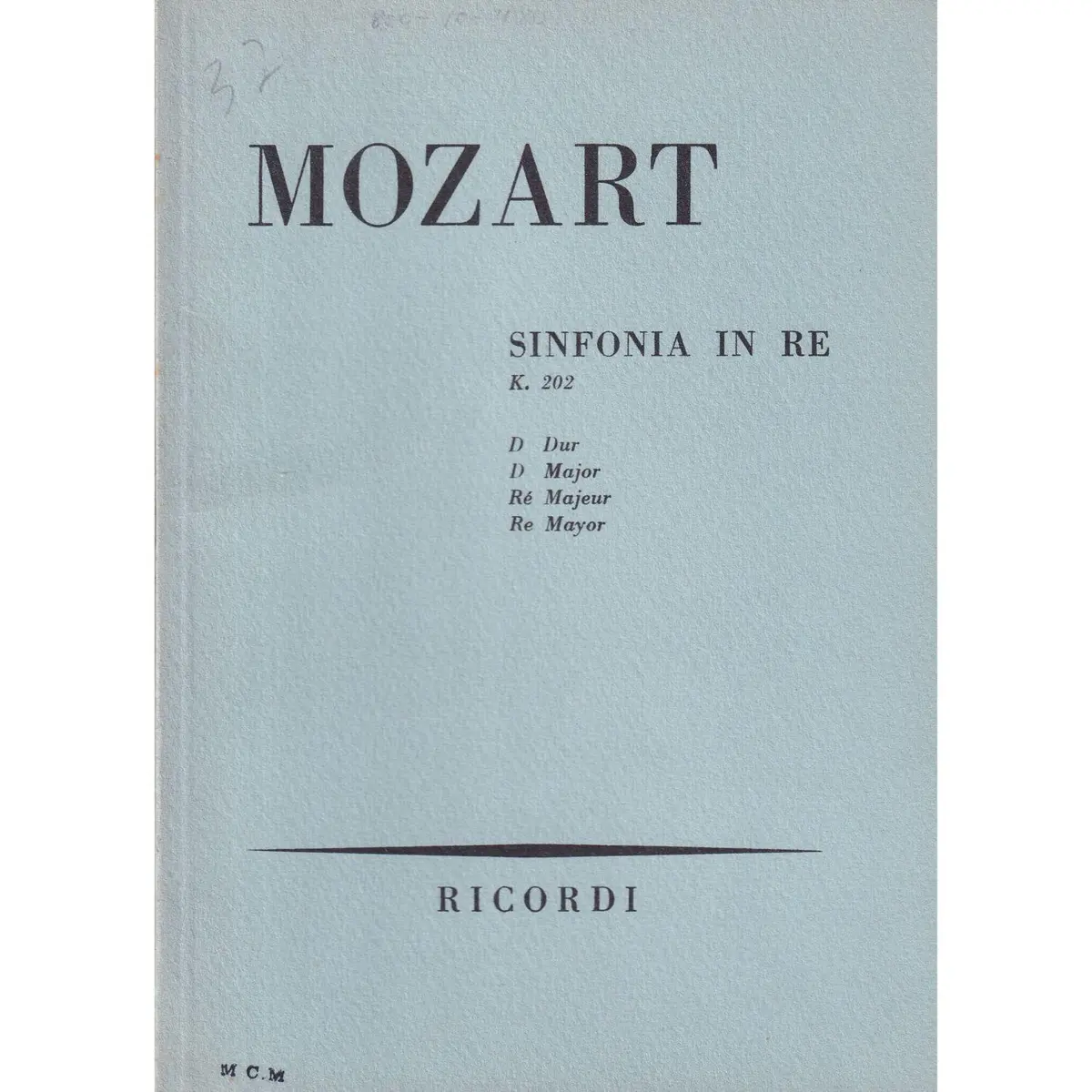 Sinfonia In Re Mag. - Kv 202  ( study score )