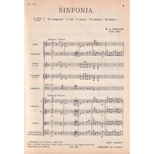 Sinfonia In Do Mag.-K.338