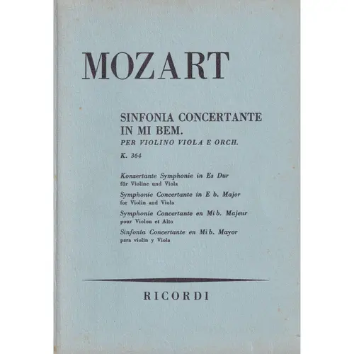 Sinfonia Concertante In Mi B - Kv 364  - Study Score