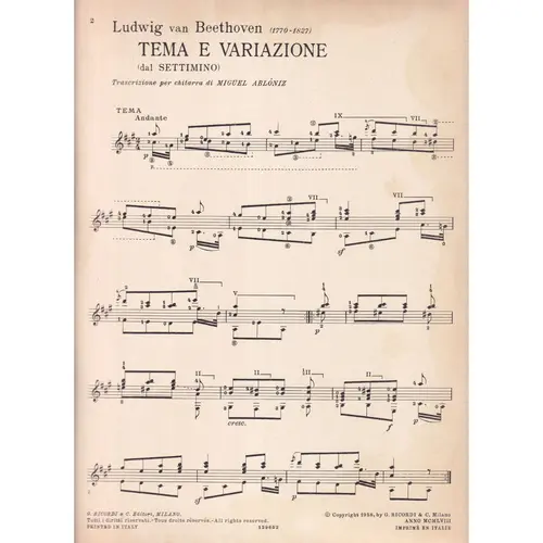 Tema E Variazione Per Chitarra