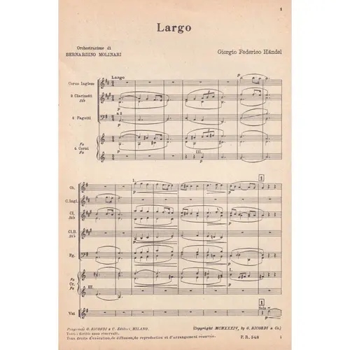 Largo Dall Opera Serse  ( study score )