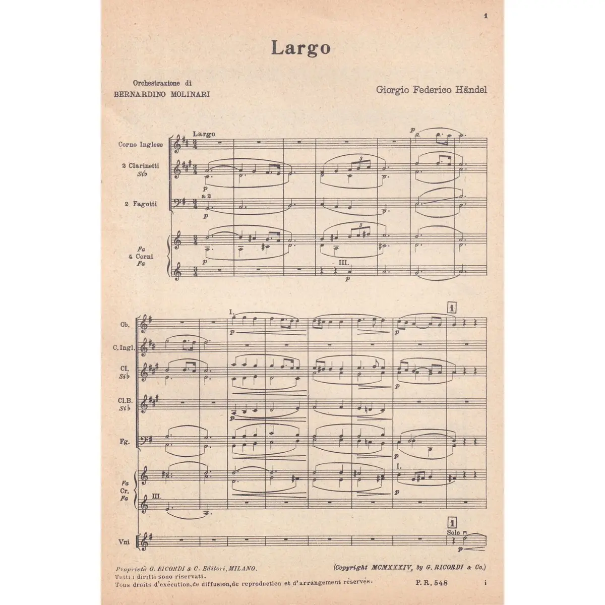 Largo Dall Opera Serse  ( study score )