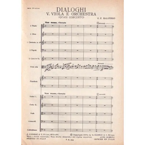 Dialoghi - Viola E Orch.  ( study score )