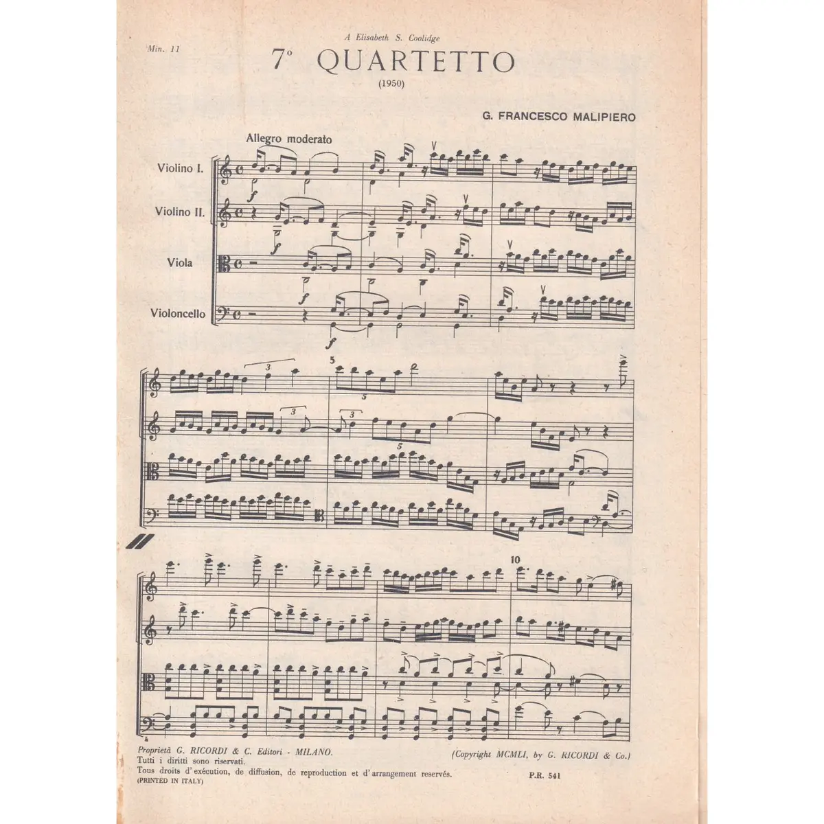 7. Quartetto ( study score )