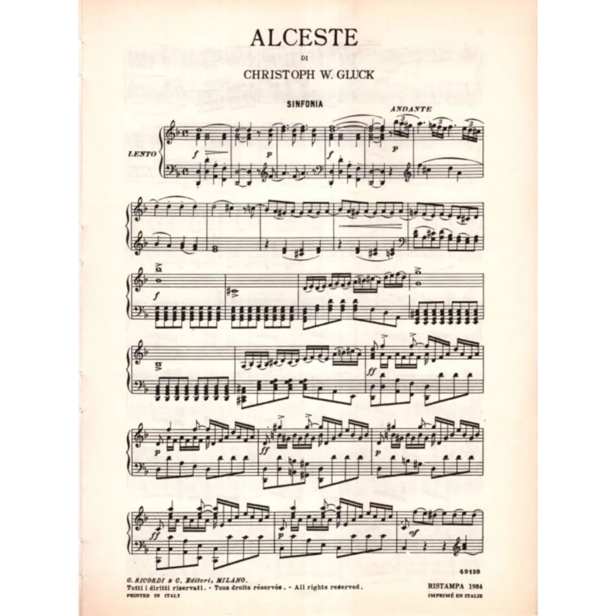 Alceste - Opera Completa - Vocal Score