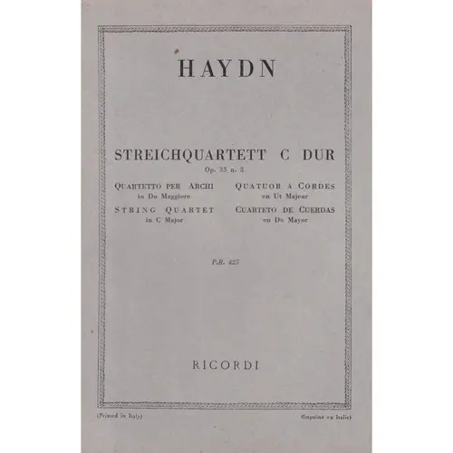 Streichquartett C Dur - Op.33 N.3  ( study score )