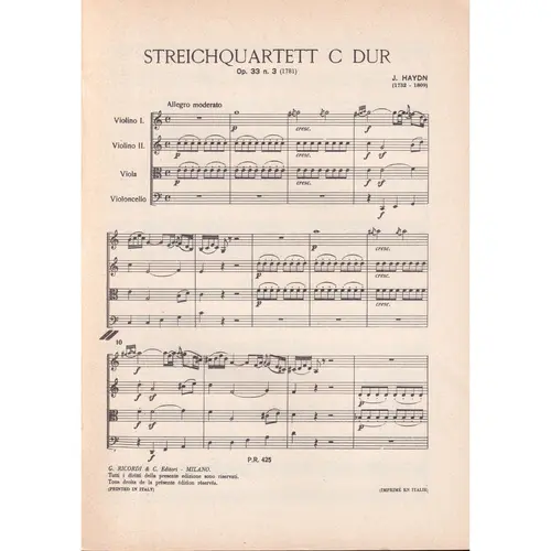 Streichquartett C Dur - Op.33 N.3  ( study score )