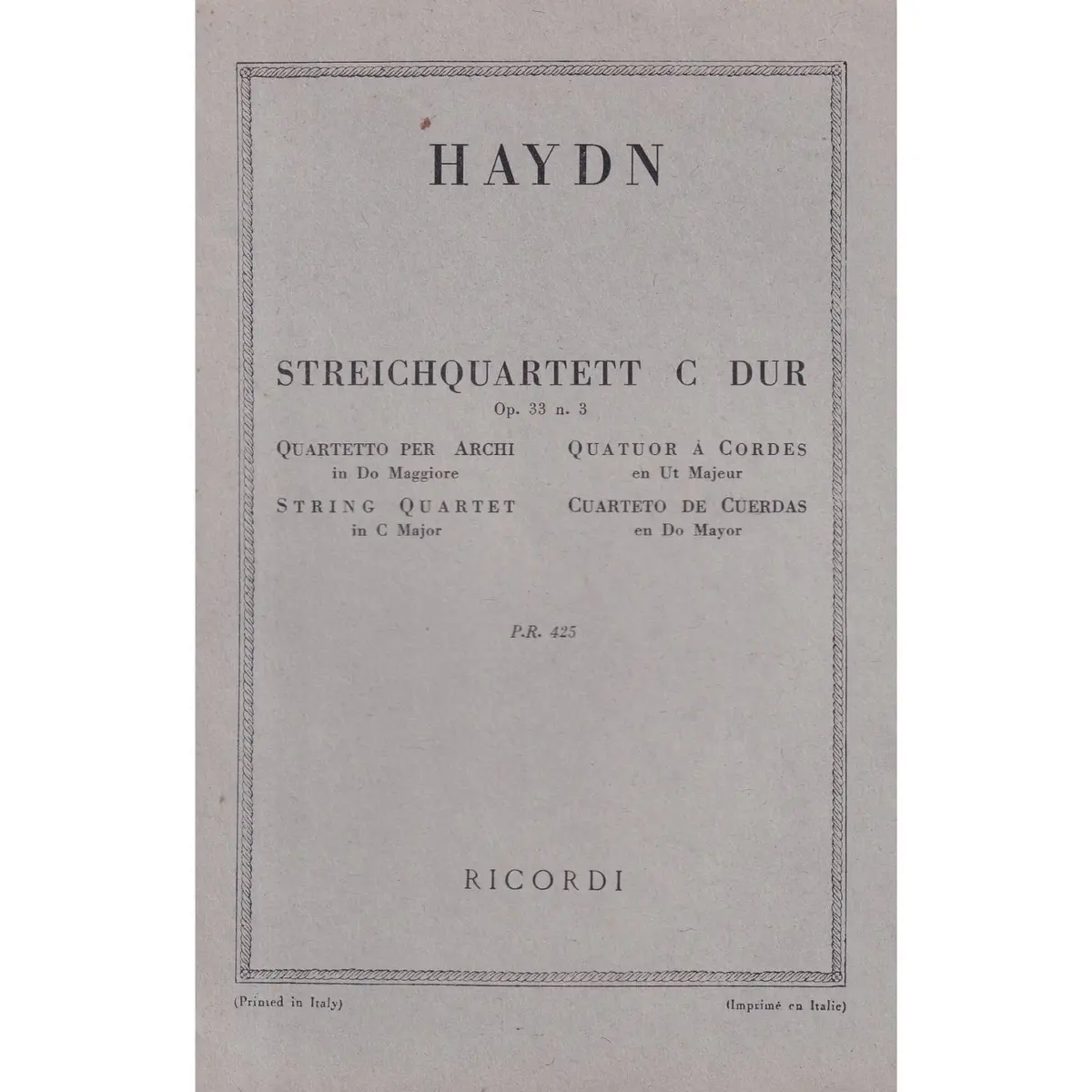 Streichquartett C Dur - Op.33 N.3  ( study score )
