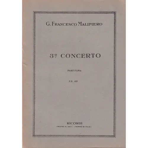 3.O Concerto Per Pianoforte ( study score )  (Edição Antiga)