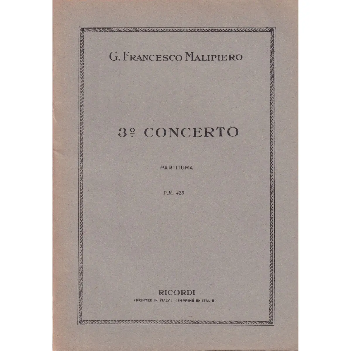 3.O Concerto Per Pianoforte ( study score )  (Edição Antiga)
