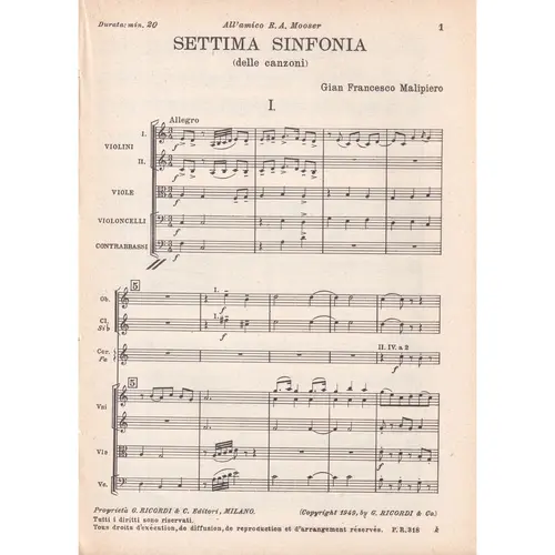 7.A Sinfonia (Delle Canzoni) ( study score )  (Edição Antiga)