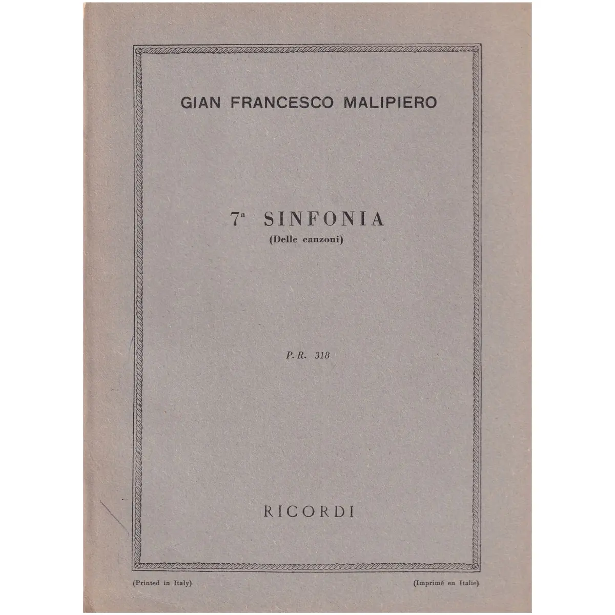 7.A Sinfonia (Delle Canzoni) ( study score )  (Edição Antiga)