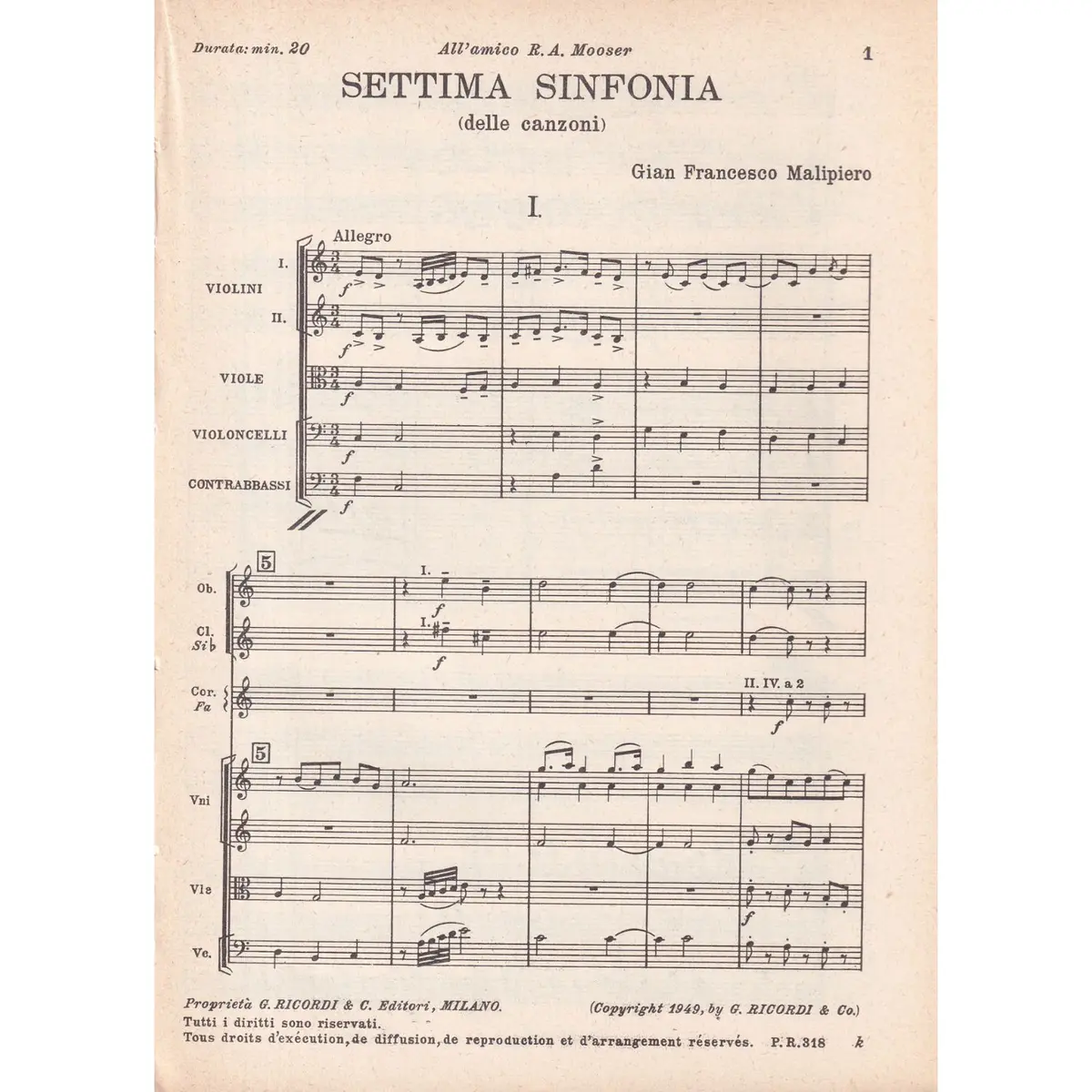 7.A Sinfonia (Delle Canzoni) ( study score )  (Edição Antiga)