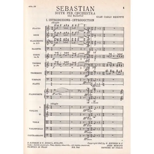 Sebastian - Suite Dal Balletto  ( study score )