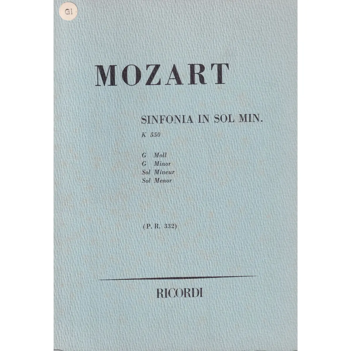 Sinfonia In Sol Min - Kv 550  ( study score )