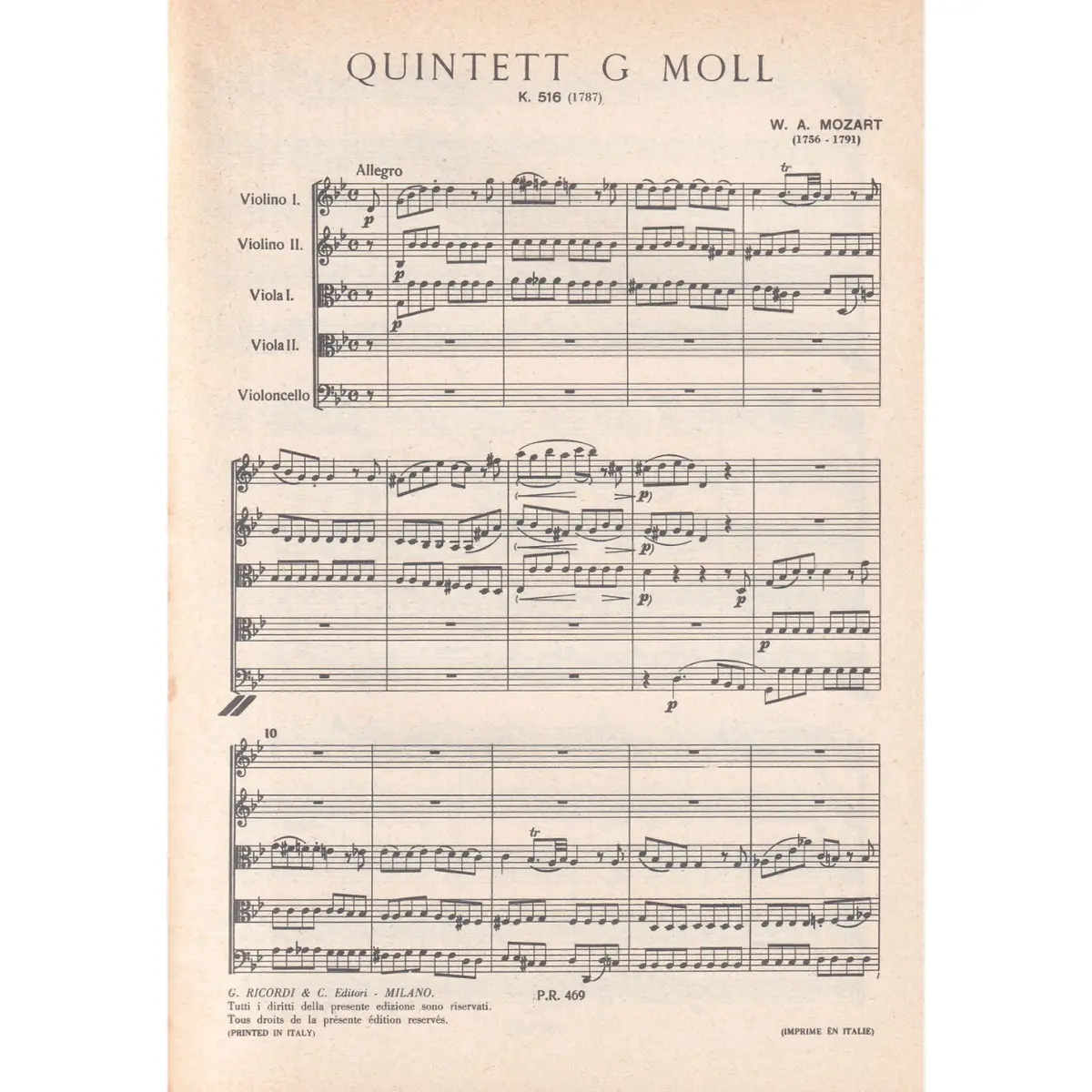 Quintett G Moll - Kv 516  ( study score )