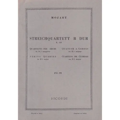 Streichquartett B Dur - Kv 589  ( study score )