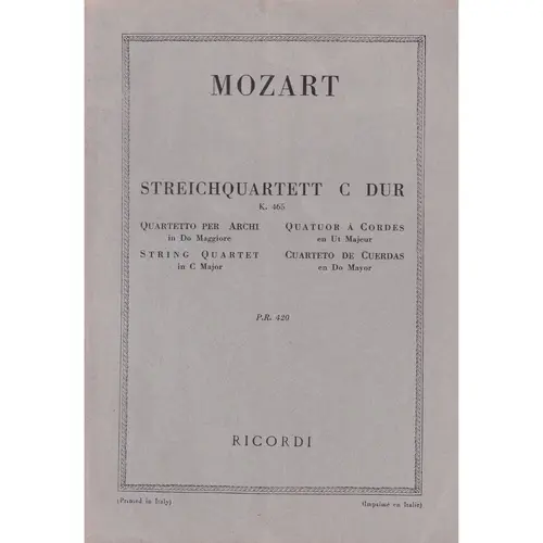 Streichquartett C Dur - Kv 465  ( study score )