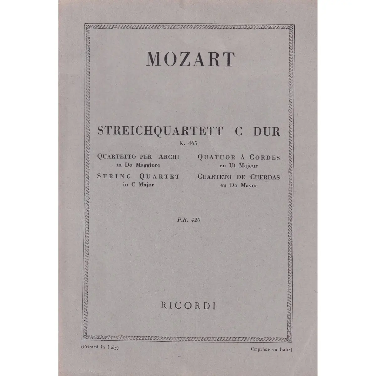 Streichquartett C Dur - Kv 465  ( study score )