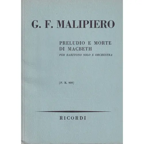 Preludio E Morte Di Macbeth Per Baritono ( study score )