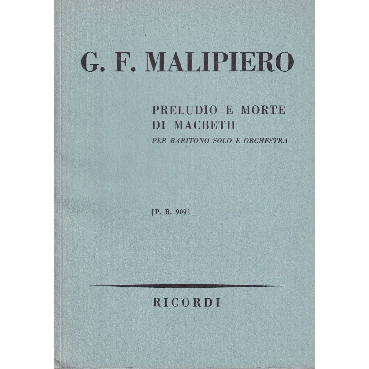Preludio E Morte Di Macbeth Per Baritono ( study score )