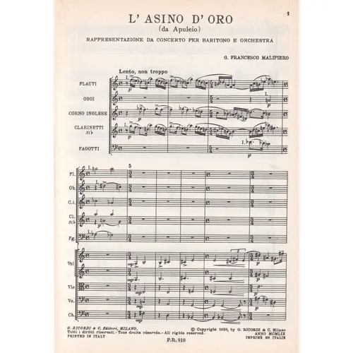 L`Asino D`Oro (Da Apuleio)  ( study score )