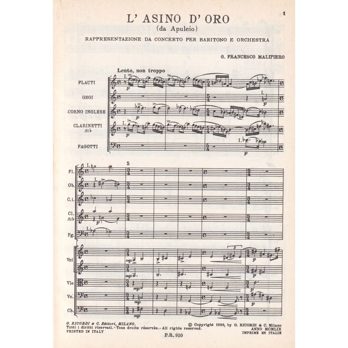 L`Asino D`Oro (Da Apuleio)  ( study score )
