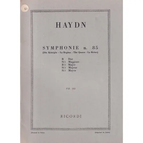 Symphonie N.85 - Die Konigin - Sthe Queen  ( study score )