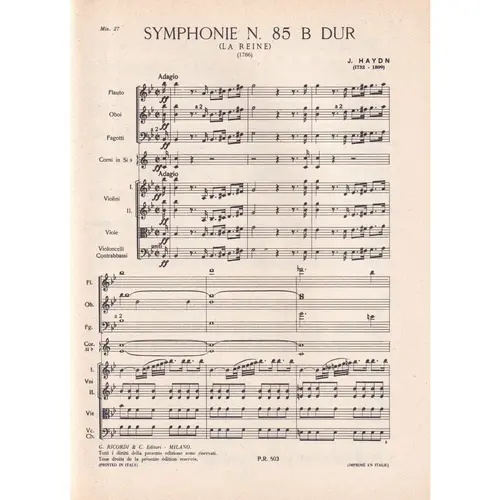 Symphonie N.85 - Die Konigin - Sthe Queen  ( study score )