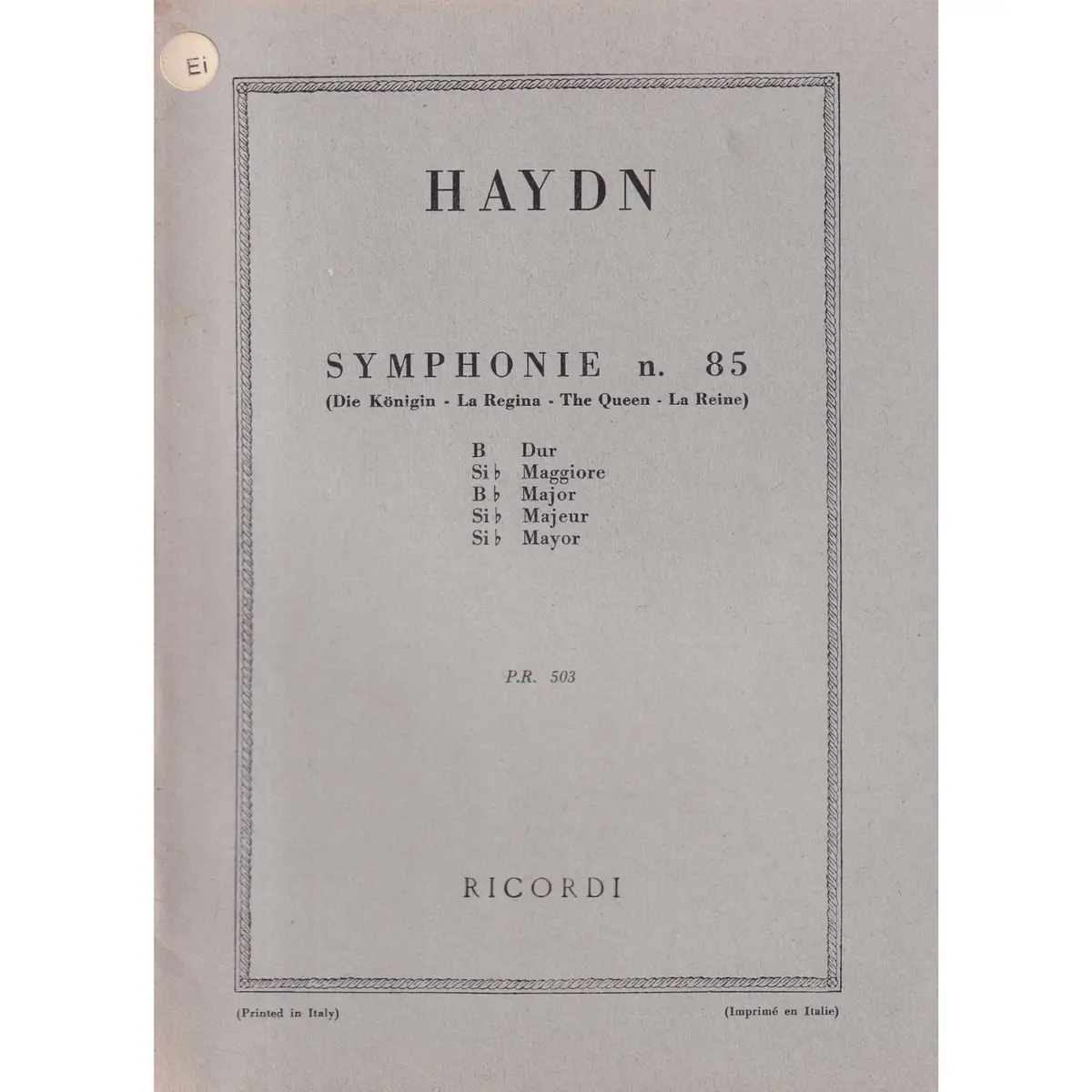 Symphonie N.85 - Die Konigin - Sthe Queen  ( study score )