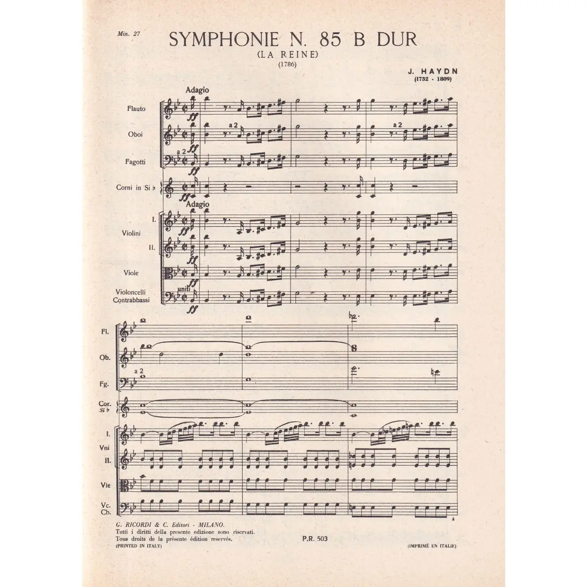 Symphonie N.85 - Die Konigin - Sthe Queen  ( study score )