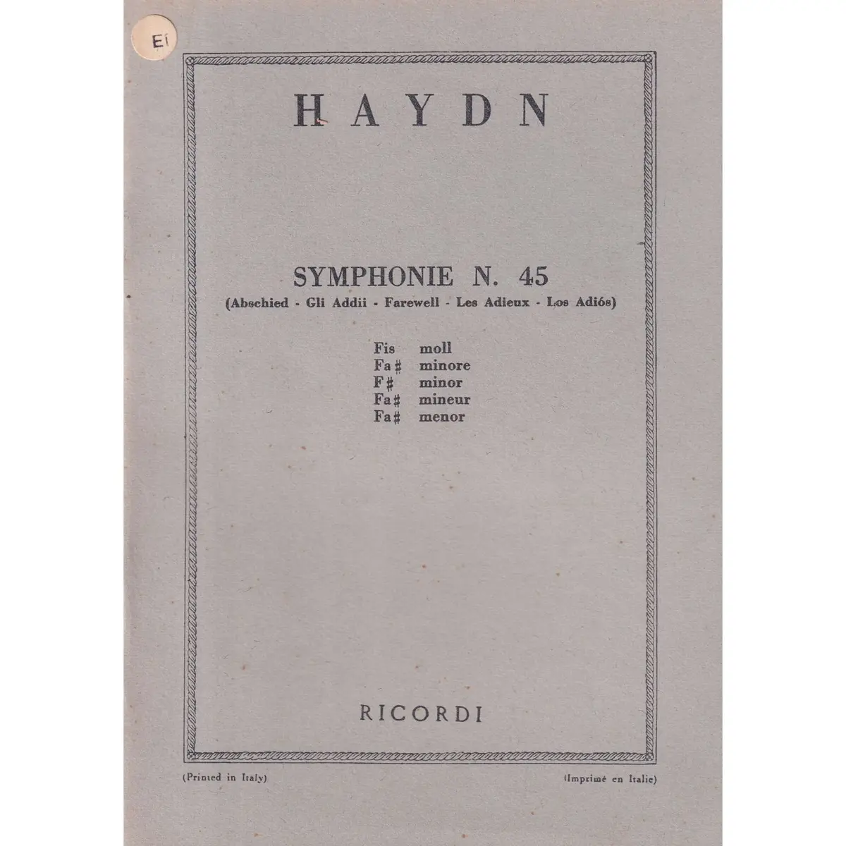Symphonie N.45 - Abchied - Les Adieux  ( study score )