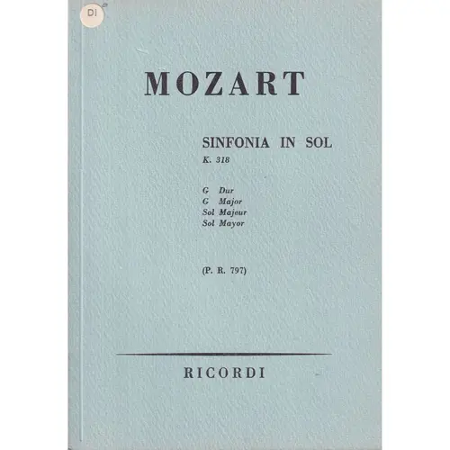 Sinfonia In Sol - Kv 318  ( study score )