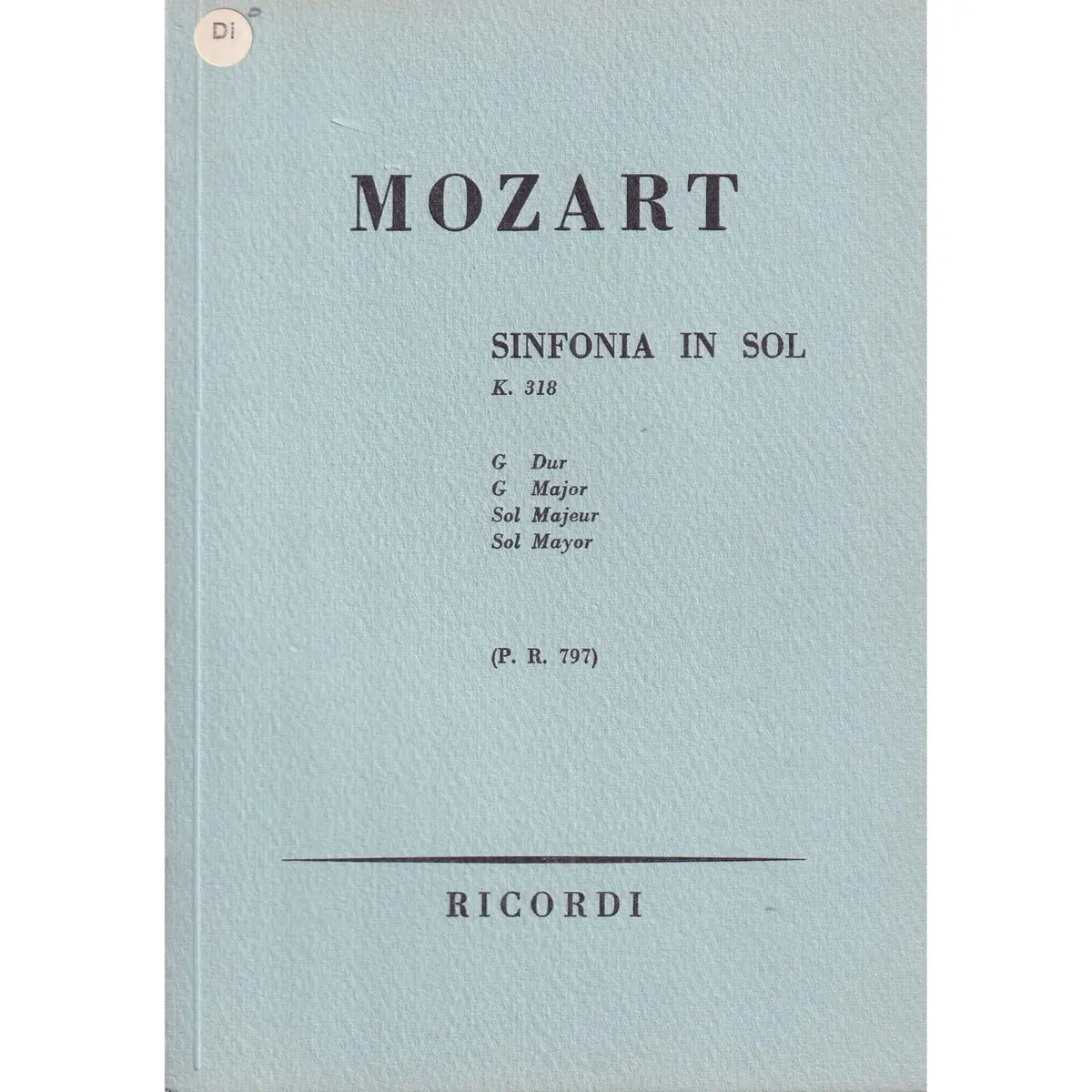 Sinfonia In Sol - Kv 318  ( study score )