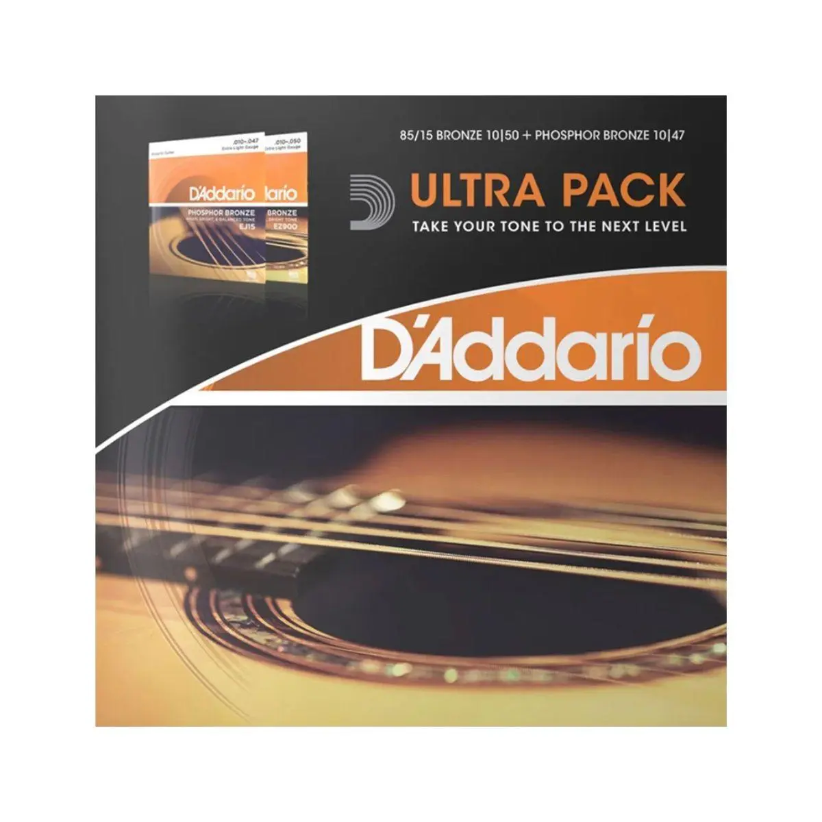 Encordoamento para violão aço 0.10 D'Addario ( kit 2 jogos) Phosphor Bronze EZ900 + EJ15