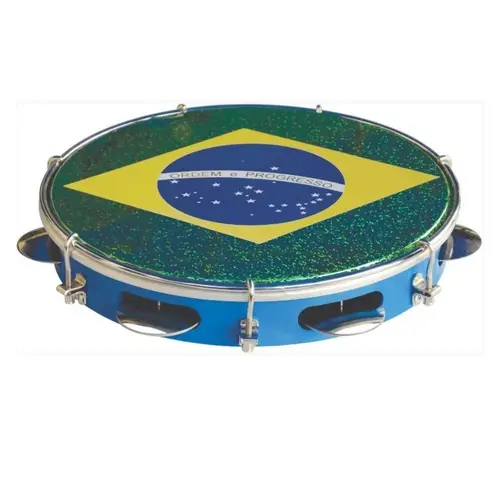 Pandeiro 10" injetado Azul pele holográfica Brasil Torelli TP350AZ