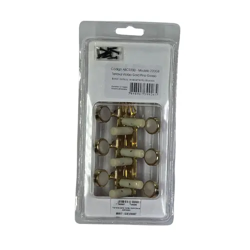 Tarraxa para violão Phantom PG2817 pino grosso ouro+botão branco