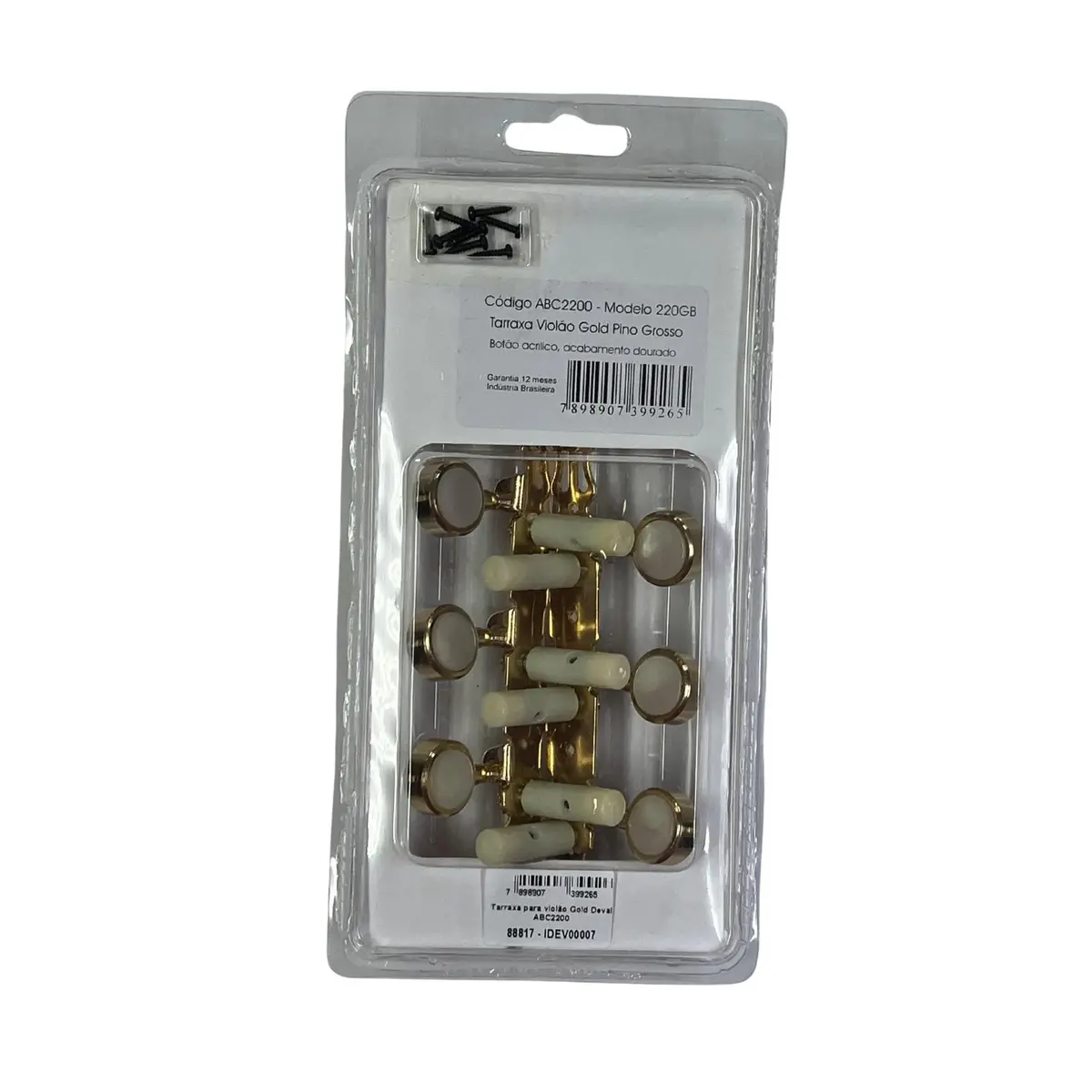 Tarraxa para violão Phantom PG2817 pino grosso ouro+botão branco