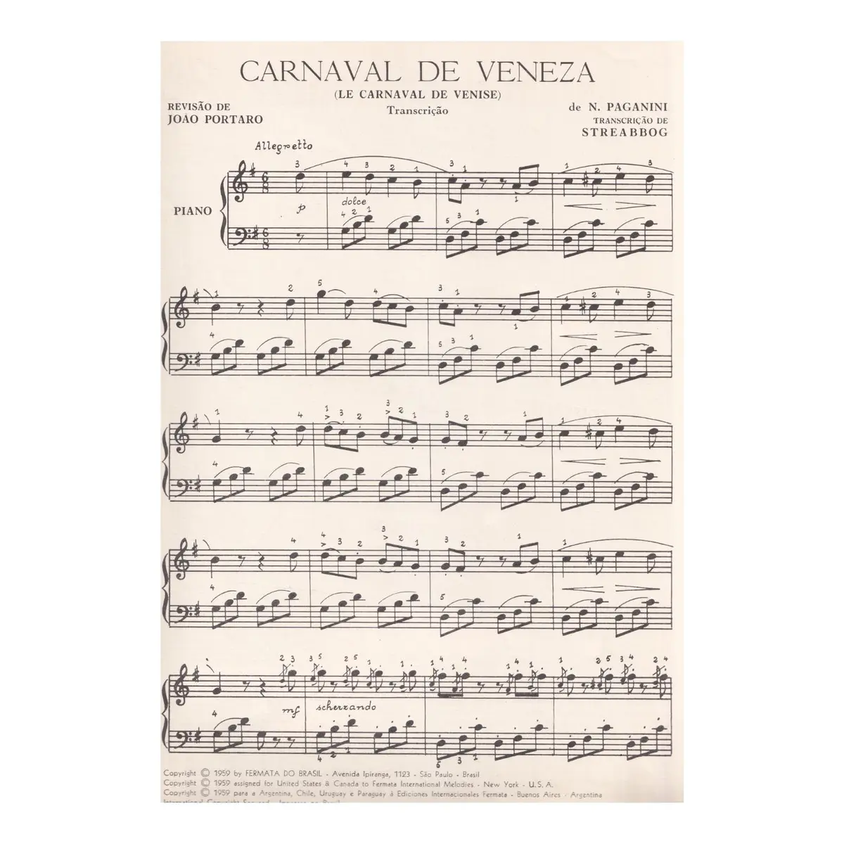 Carnaval De Veneza para piano