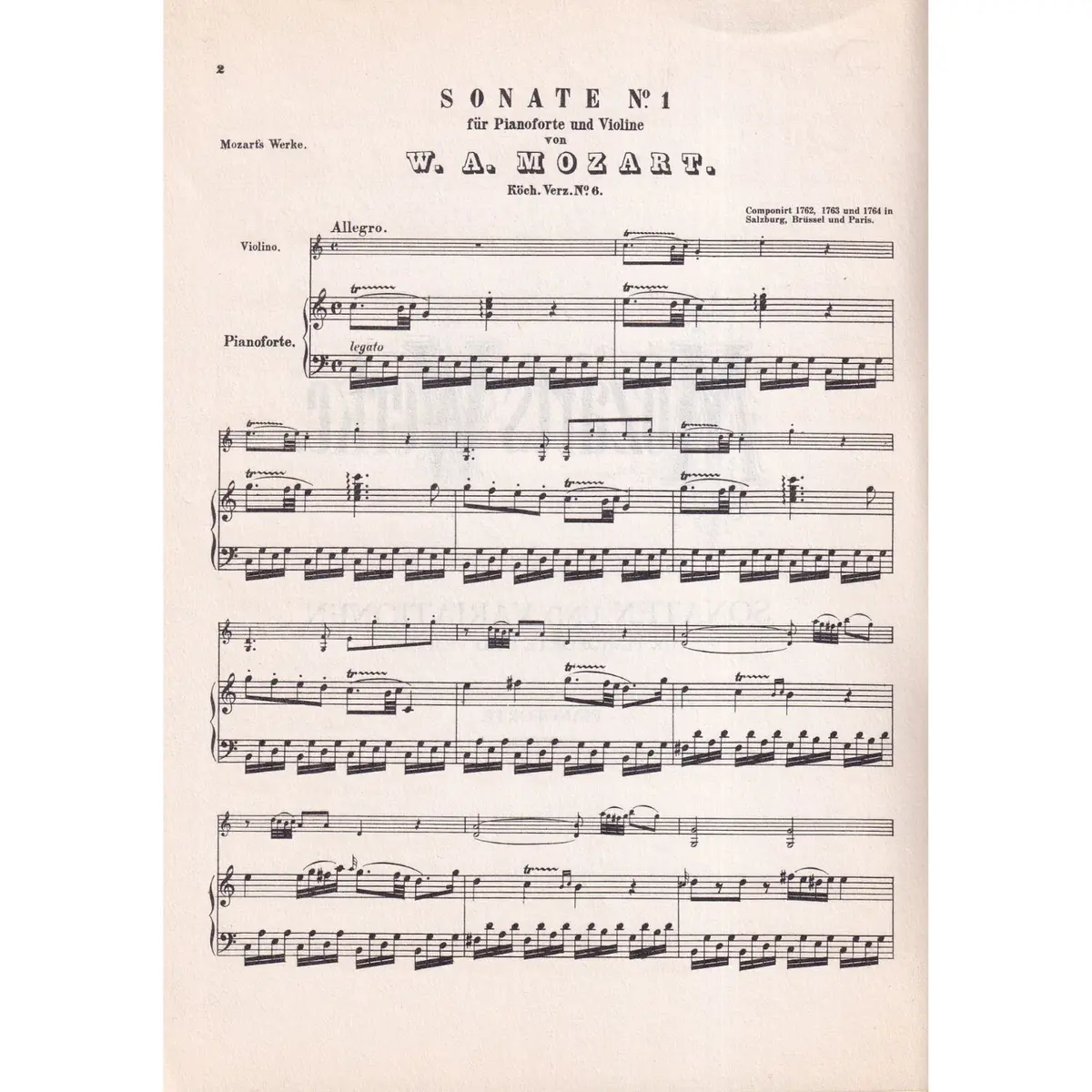 Sonatas For Violin And Piano - Kv 6-15, 26-27 ( study score )