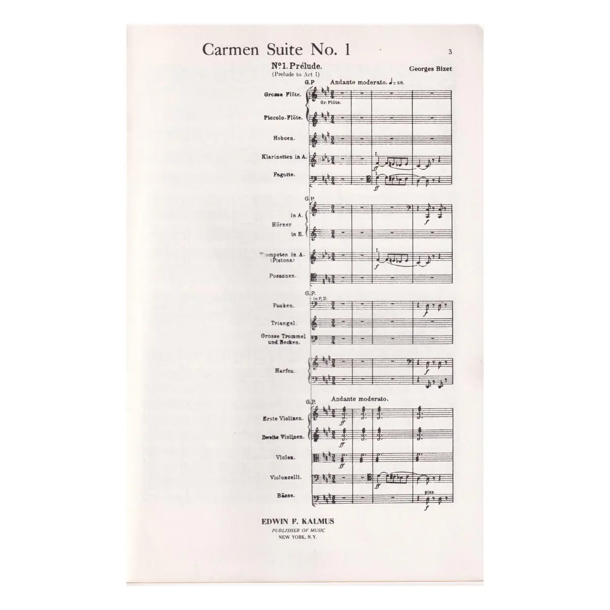 Carmen Suite N.1 ( Miniature Score )